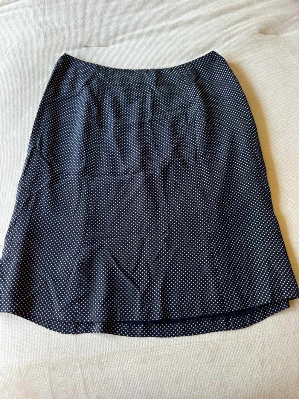 Talbots 100% silk Navy Polka Dot A-Line Skirt
